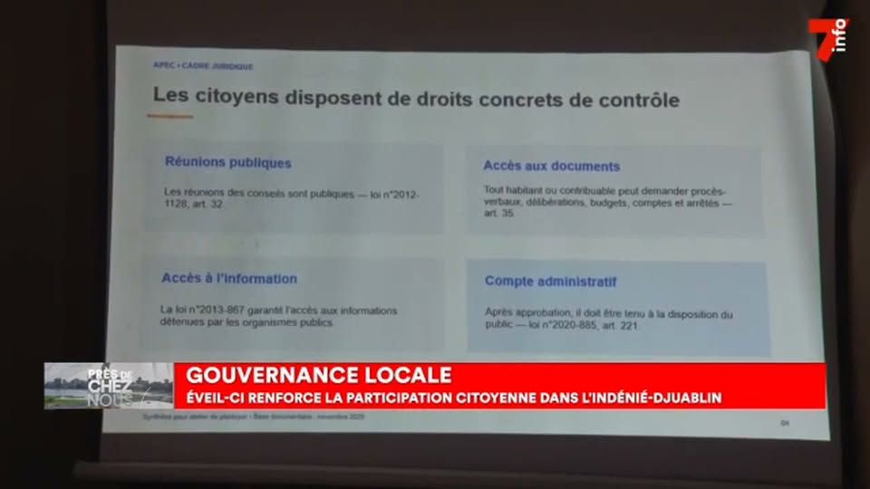 Reportage 7info : Gouvernance locale, EVEIL-CI renforce la participation citoyenne dans l'Indénié-Djuablin